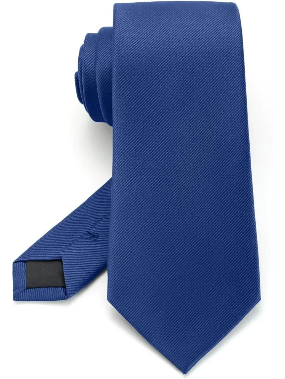 Men's Dark Blue Twill Diagonal Textured Silk Formal Necktie For Business Dress